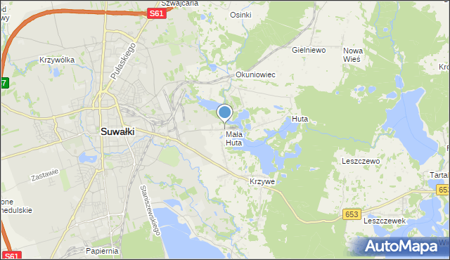 mapa Mała Huta, Mała Huta gmina Suwałki na mapie Targeo